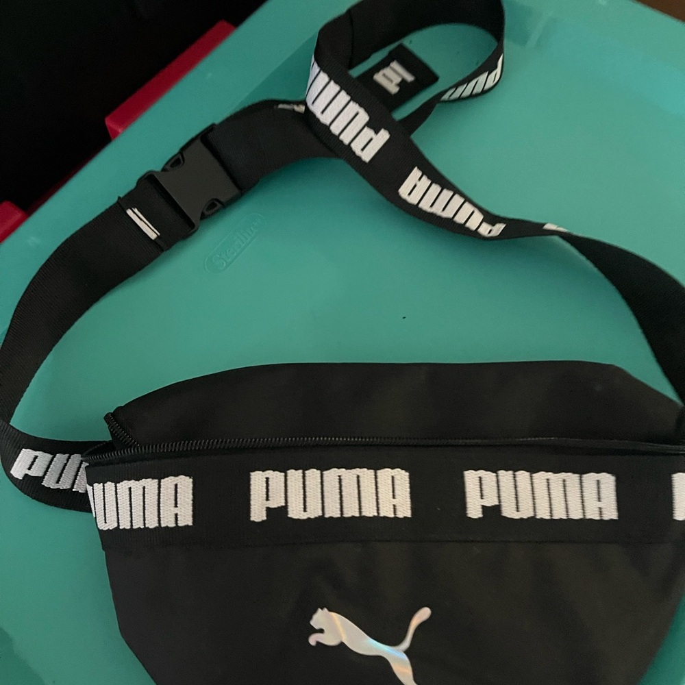 Puma Black Waist Pack with White Logo Strap